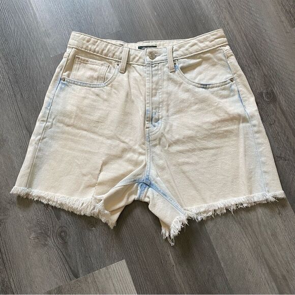 Super High Rise Cut Off Shorts Button Fly 4 Distressed - Picture 2 of 12